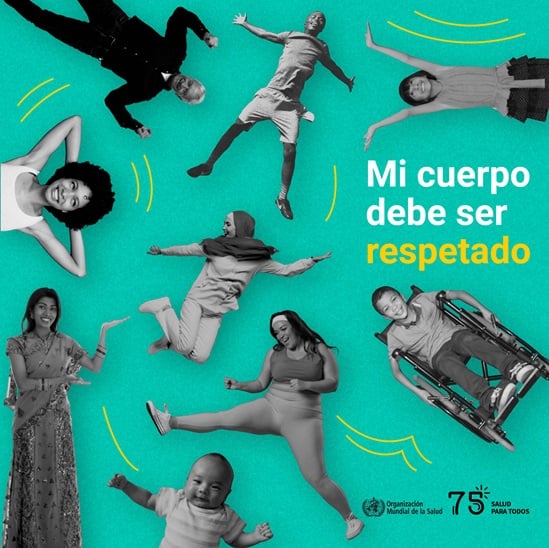 2023 Human Rights Day infographic "Respect my body" in Spanish